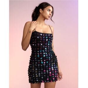 Cynthia Rowley Bella Sequin Appliqué Dress flower mini sheer stretch size 2 XS